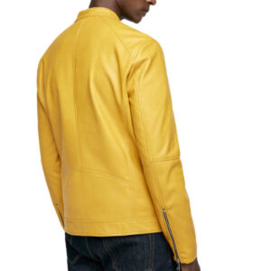 Mens_Raised_Collar_Yellow_Leather_Jacket_1