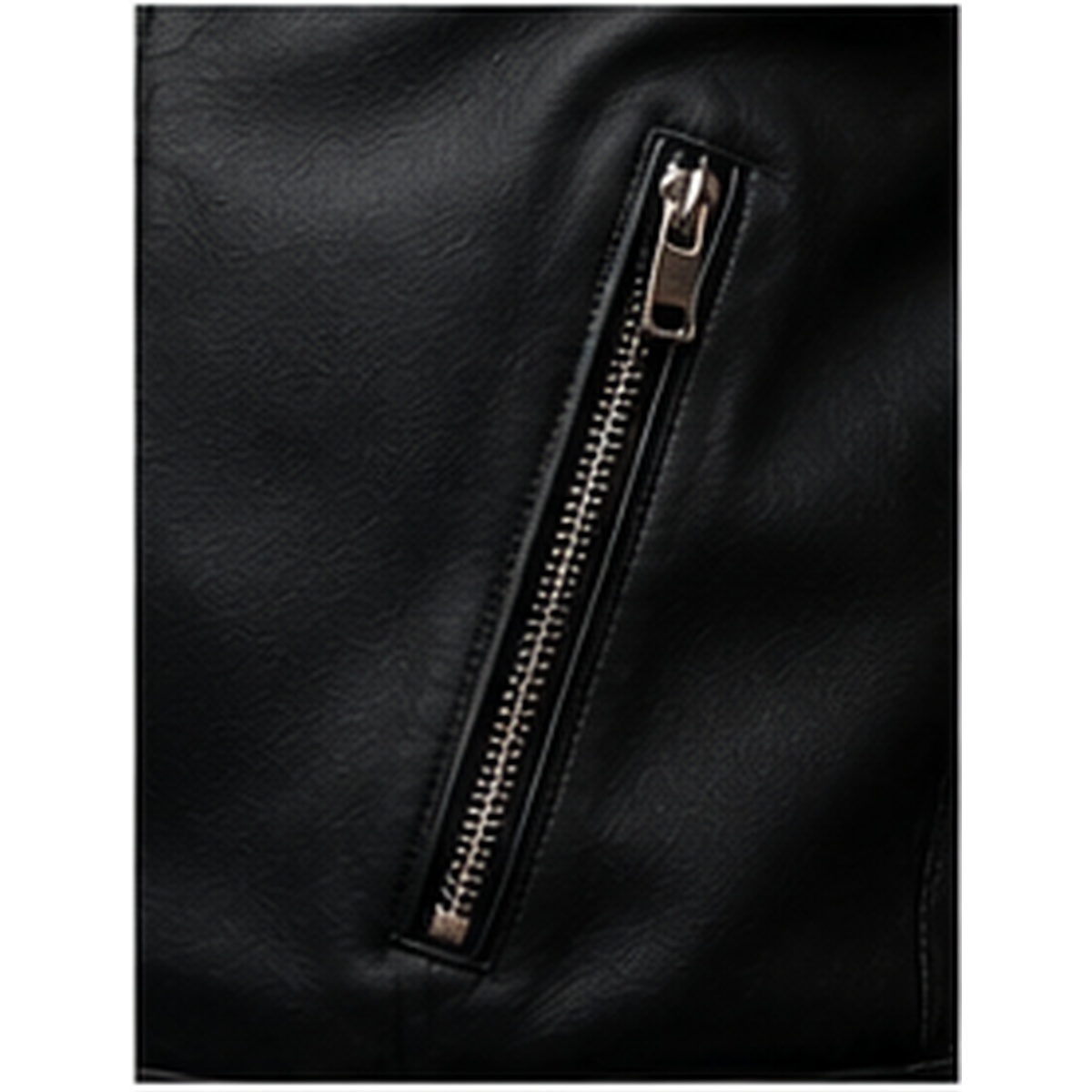 Men's black leather jacket soft inner lining detail